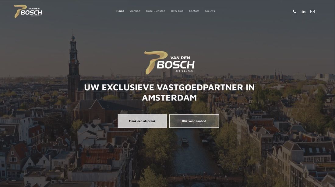 Website voor P vd Bosch Residential in Amsterdam