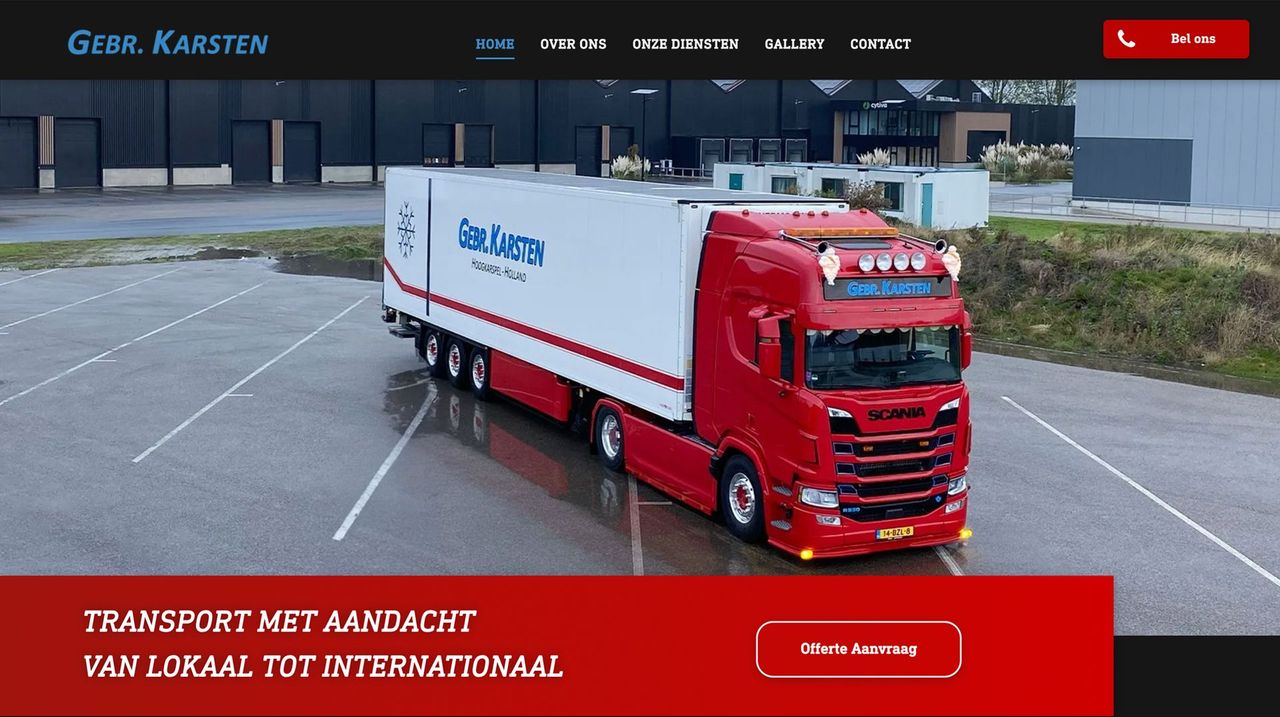Website voor Gebr. Karsten Transport in Hoorn
