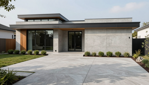 Modern home with a professionally installed driveway by Concrete Services in Renton WA.