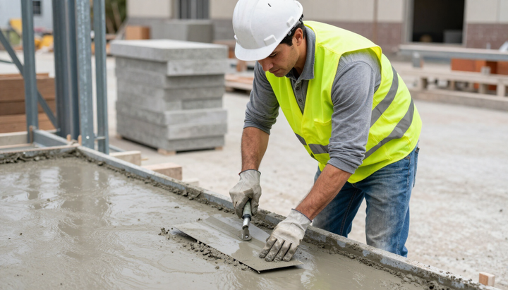 Contractor smoothing fresh concrete with Concrete Services in Renton WA for a strong, level finish.