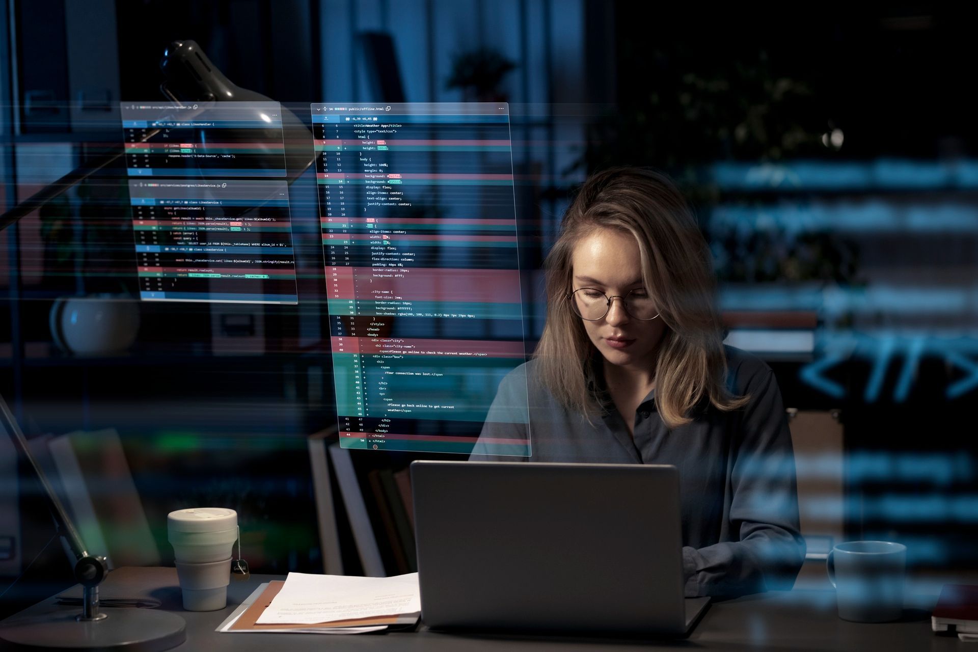 Woman working at her laptop