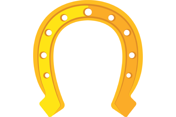 Yellow horseshoe magnet icon with white dots on a transparent background