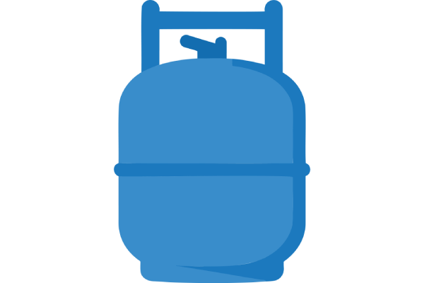 Blue propane gas cylinder icon with a handle and valve top