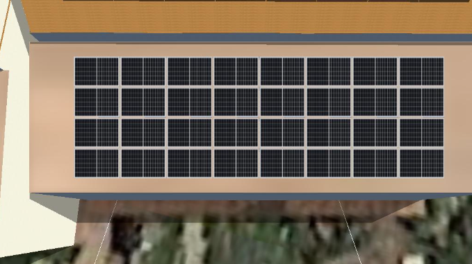 Planung einer Photovoltaik-Anlage für den Landgasthof Langfeldsmühle, Babenhausen-Hergertshausen, Hessen.