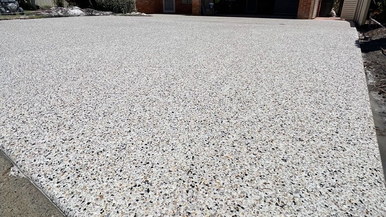 Closed up of exposed aggregate driveway