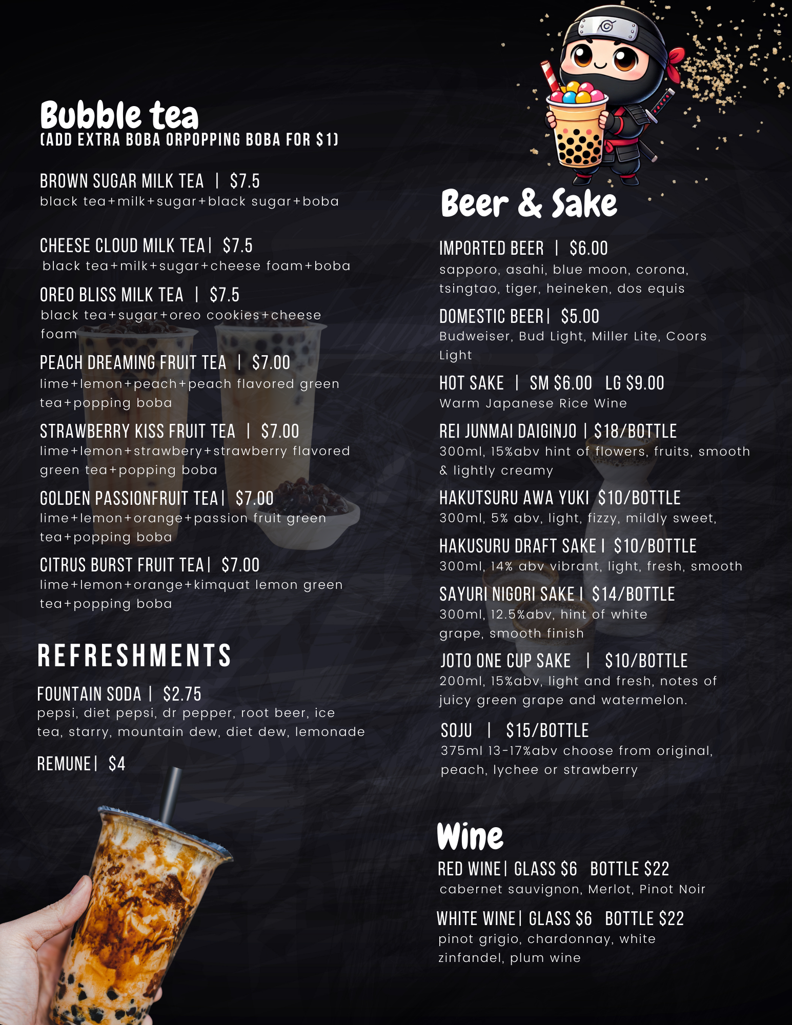 Chubby Ninja menu page 2
