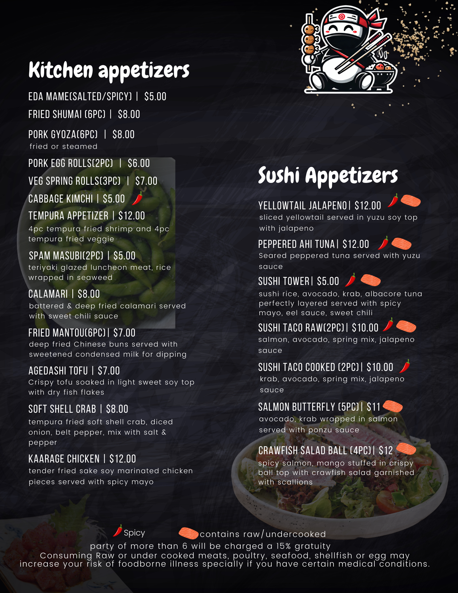 Chubby Ninja menu page 3