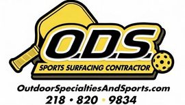 The logo for ODS Sport Court Construction is yellow and black.