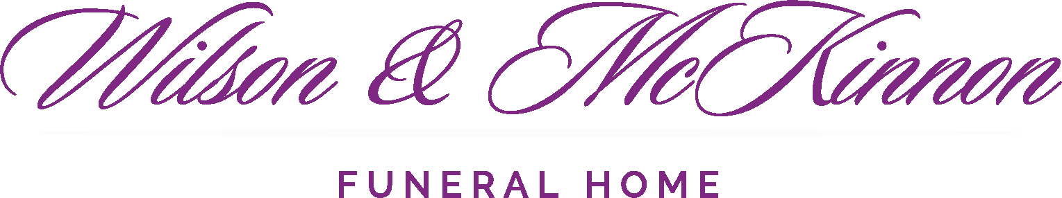 Wilson & McKinnon Funeral Home logo in purple script on a white background