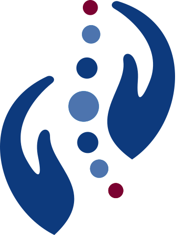 2 hands with stones in the middle - cave spring family medicine logo mark