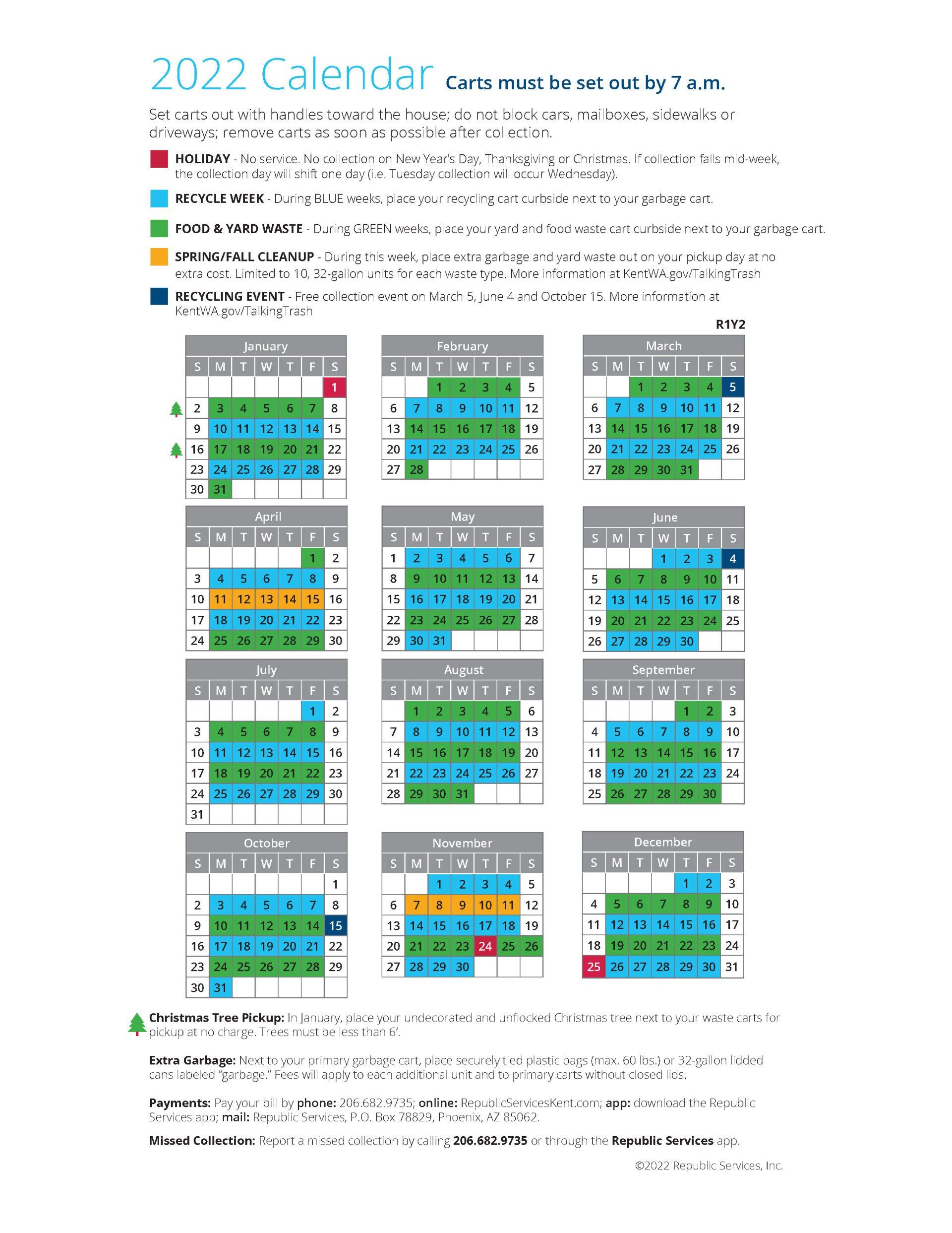 Republic Services 2022 Service Calendar