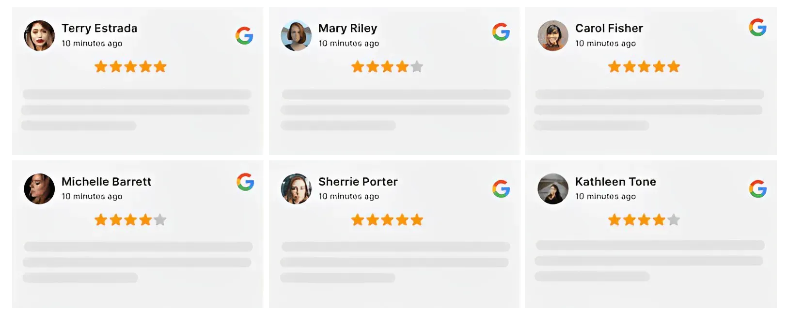 Reviews from Tony, Mary, Carol, Michelle, Deanna, and Baldwin, all with star ratings.