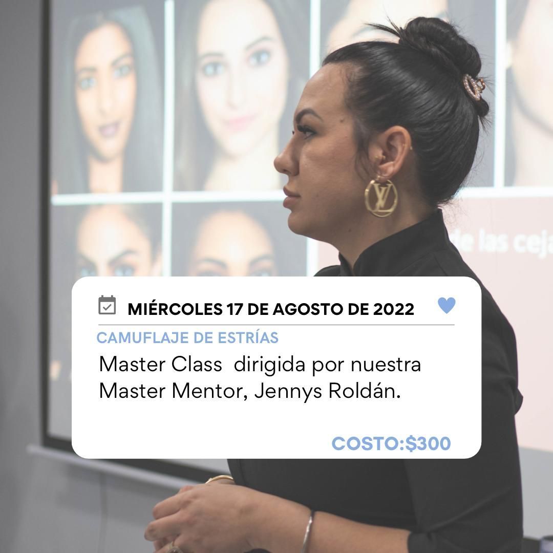 Woman presenting a master class on stretch mark camouflage, held on August 17, 2022, with a cost of $300.