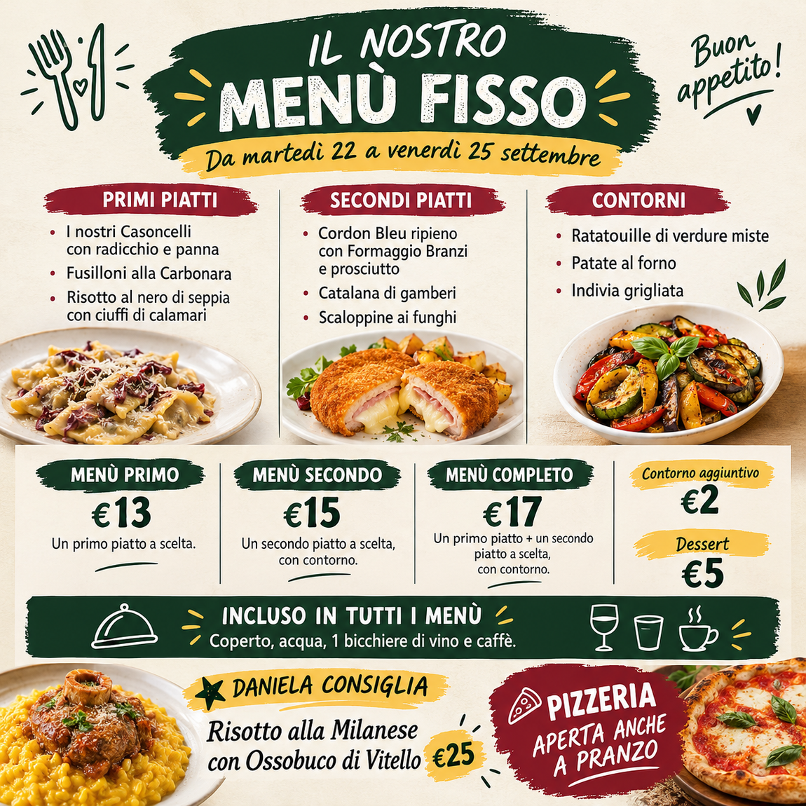 Menù fisso a Pranzo Menù fisso - Trezzo sull'adda - Pranzo di lavoro