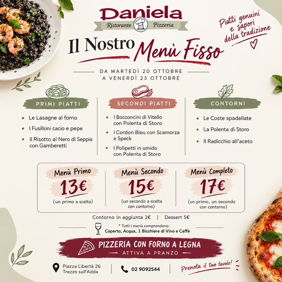 Menù fisso - Trezzo sull'adda - Pranzo di lavoro
