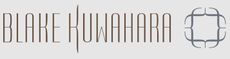Blake Kuwahara logo in thin brown lettering with a gray abstract geometric icon on a white background