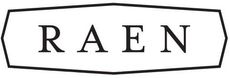 Black-and-white RAEN logo inside a thin outlined rectangle