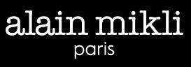 Alain Mikli logo in white text on a black background, with “paris” below.