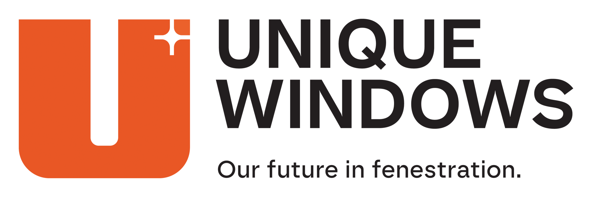 A logo for a company called unique windows