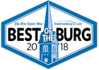 A blue and white logo for best of the burg 2018
