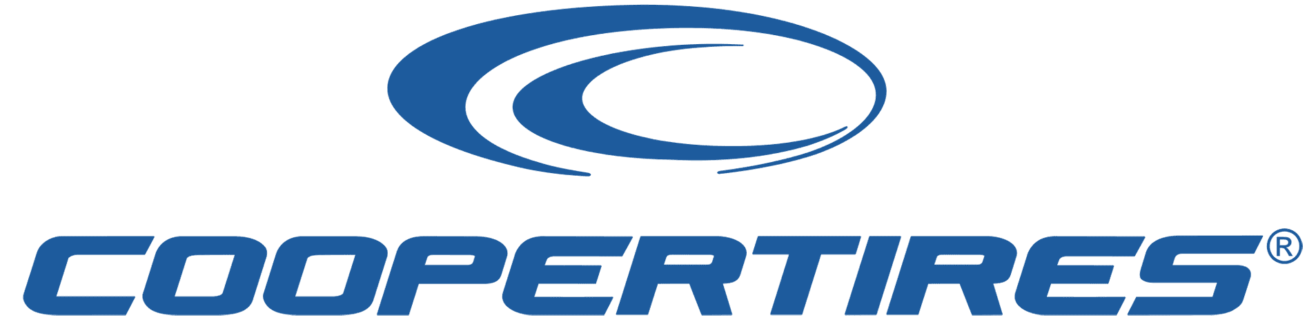 A blue and white logo for cooper tires