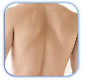 A close up of a person 's back with no shirt on.