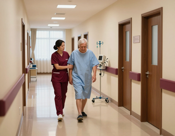 Hospital hallway discharge moment