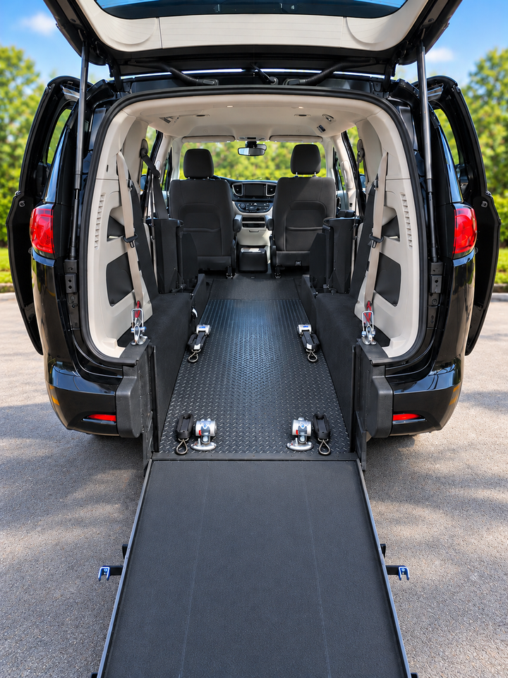 Wheelchair van ramp deployed