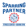 Logo del centro fitness e palestra di boxe SPARRING PARTNER nei colori blu, rosso e bianco.