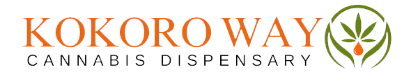KOKORO WAY Cannabis Dispensary logo with orange text and green leaf icon