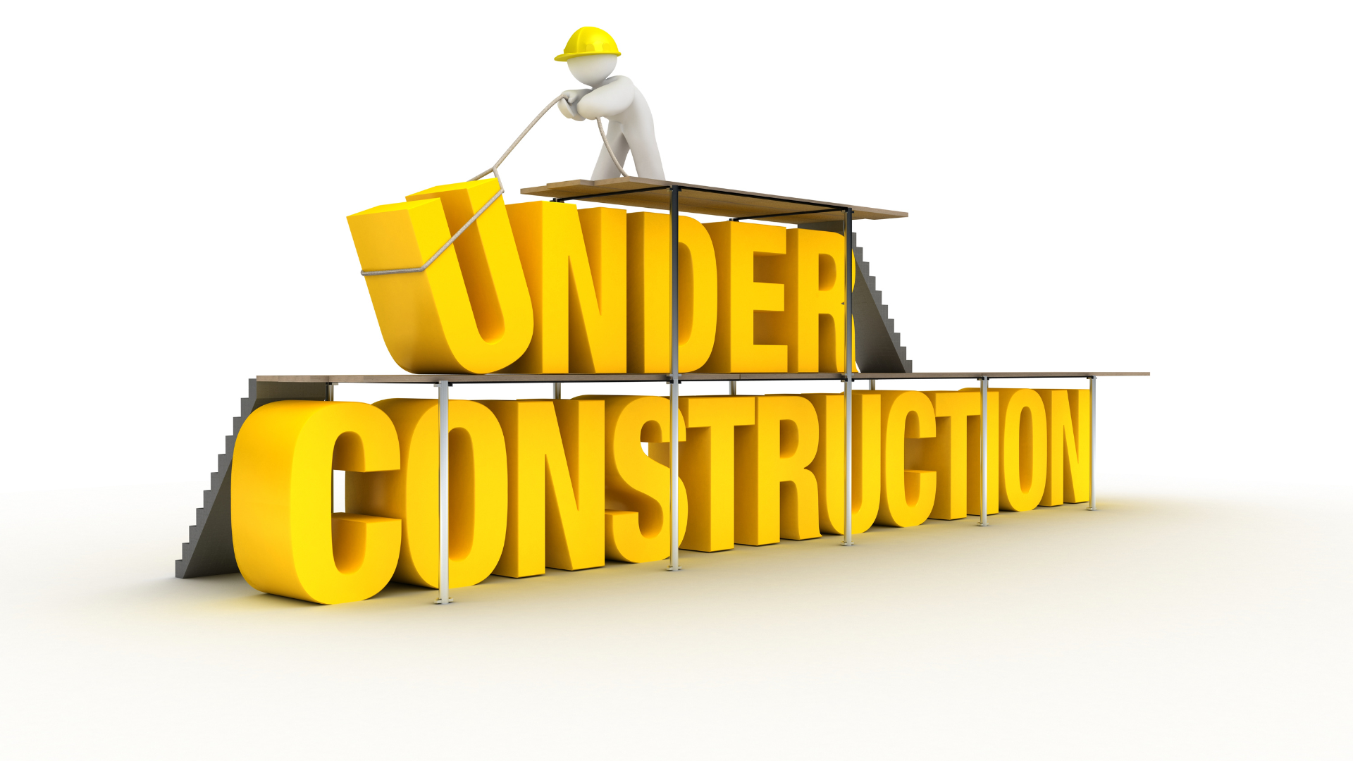 A man is standing on top of a sign that says under construction
