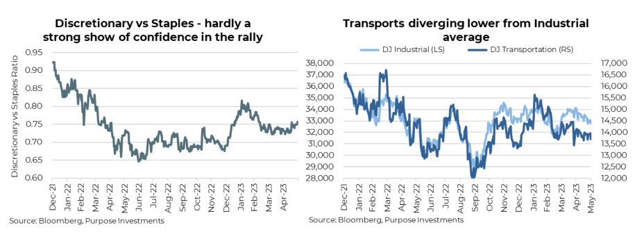 Discretionary vs Staples - Transports Diverging