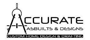 Logo for Accurate Asbuilts & Designs, featuring a compass over the word 