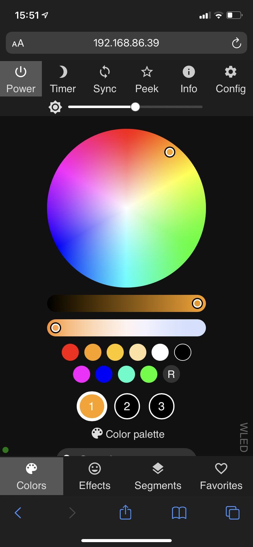 WLED main screen