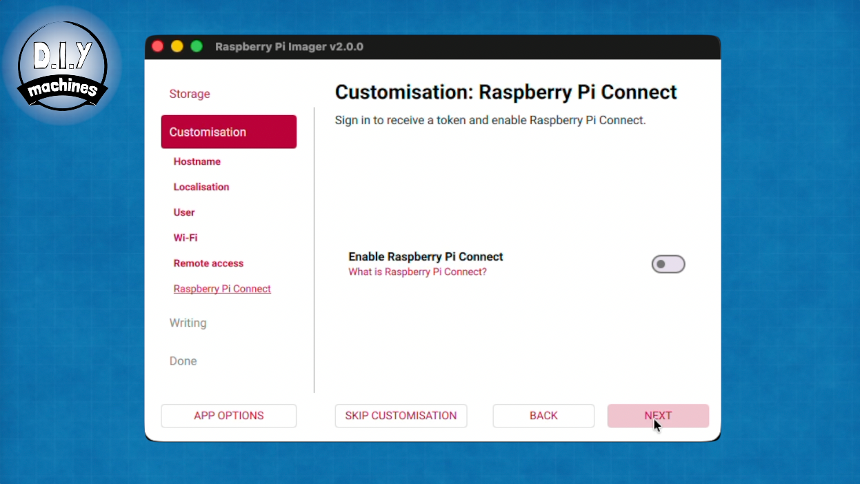 A Raspberry Pi Imager window displays