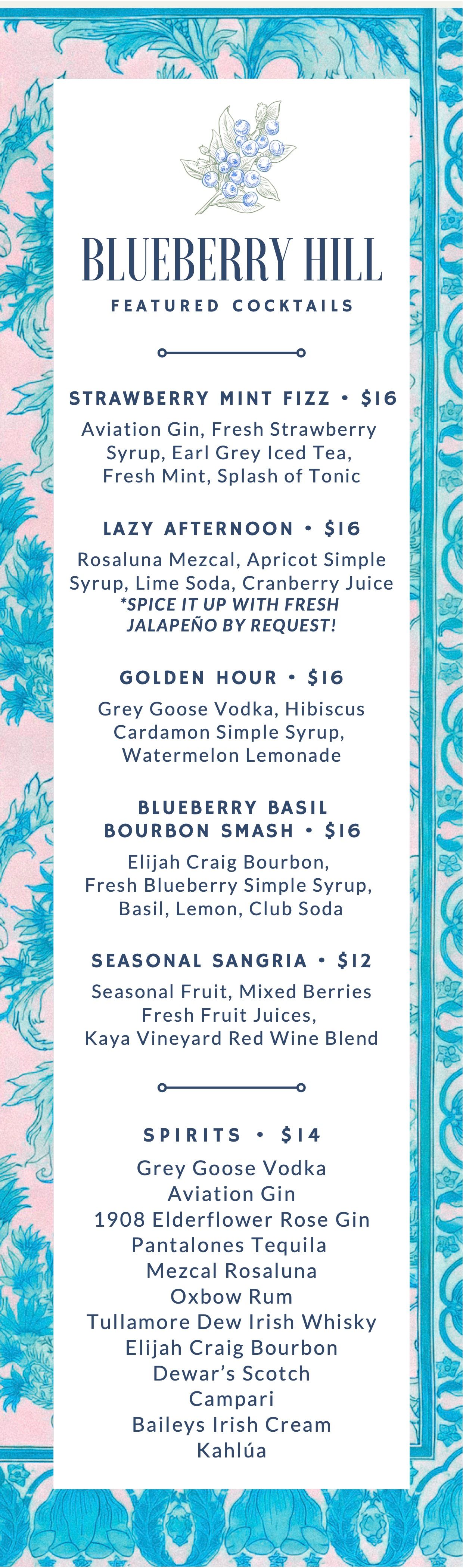 A menu for a restaurant with flowers on it.