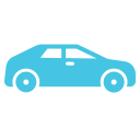 Light blue car icon in side view