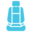 Blue car seat icon on white background