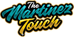 The text "The Martinez Touch" in a stylized, bold script with turquoise letters on top and golden yellow below.