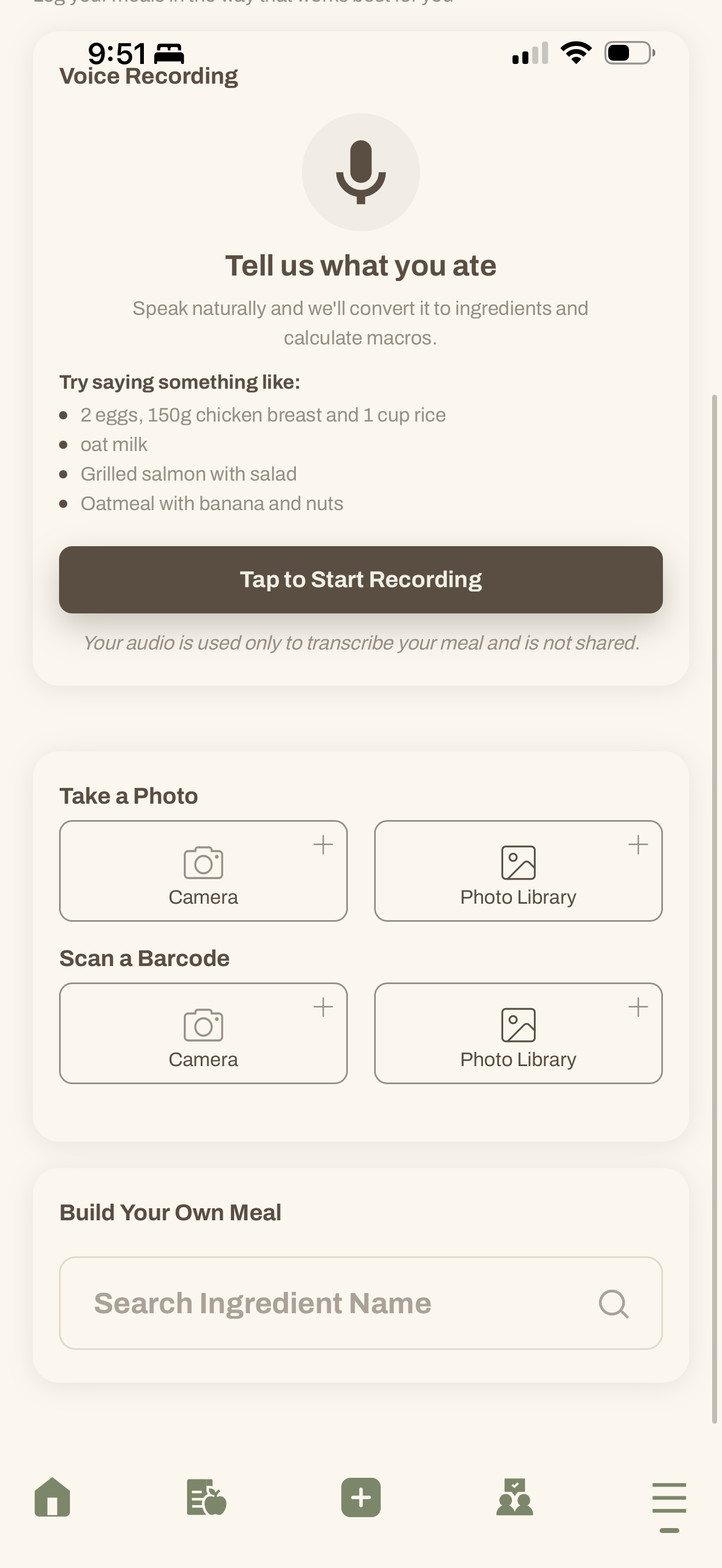 Tracking screen in the app