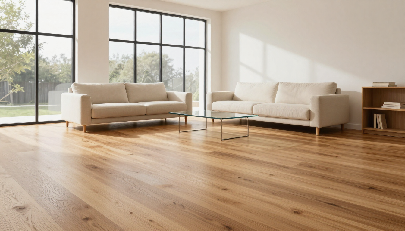 Pristine hardwood floor in a modern living room