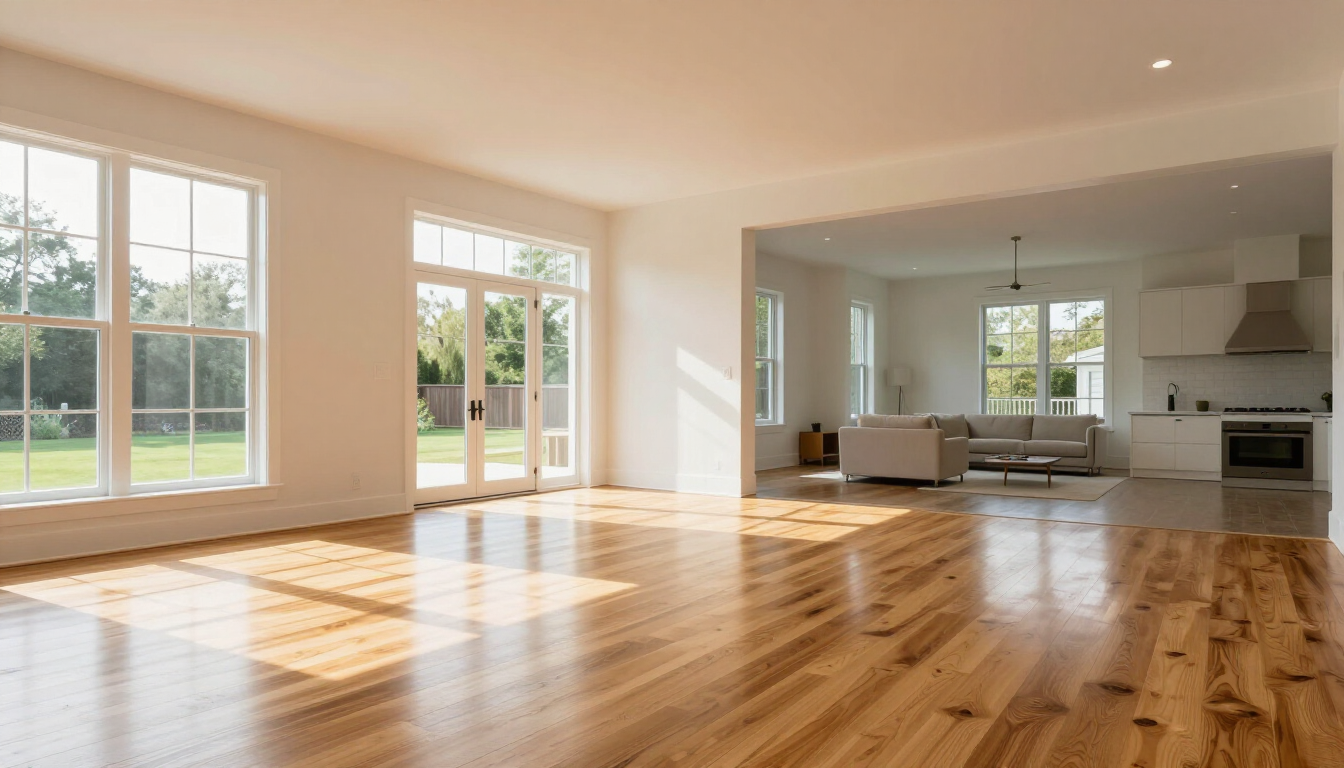 Close up of high quality hardwood floor planks in a Southern Maryland home