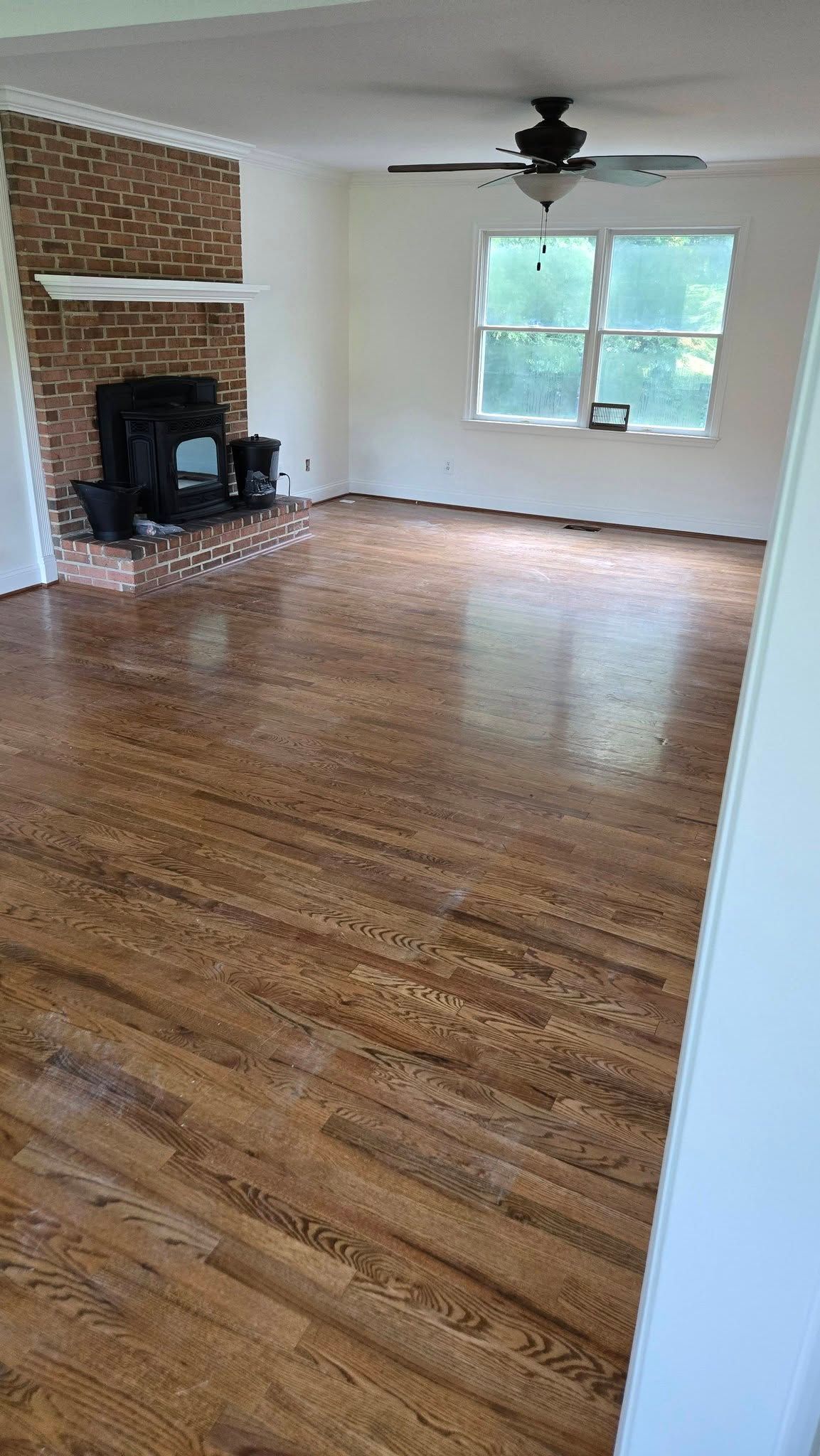 dirty hardwood with build up