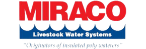 MIRACo logo with red text over blue water design;