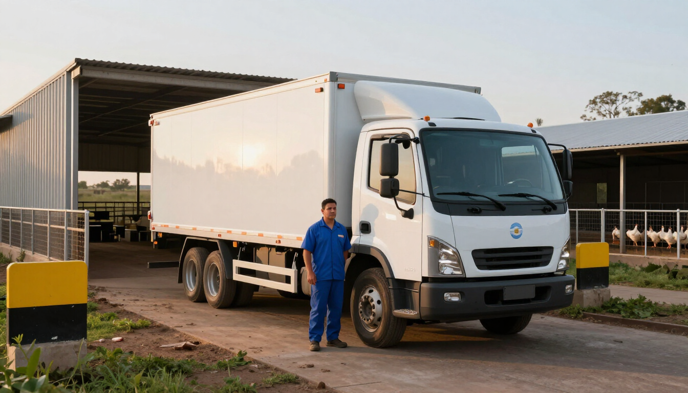Camión preparado para el transporte de aves vivas