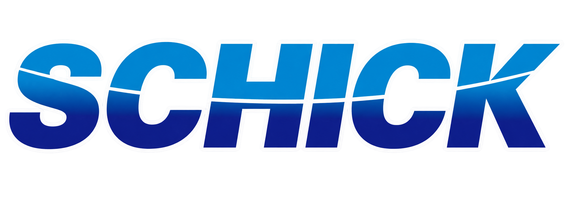 Logotipo azul de SCHICK sobre fondo blanco