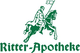 Das Logo der Ritter-Apotheke zeigt einen Mann auf einem Pferd