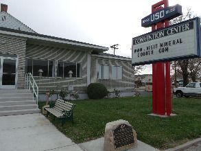 A building with a sign that says convention center