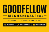 GoodFellow Mechanical HVAC logo on yellow background, with residential and light commercial AC repair, maintenance, installation services