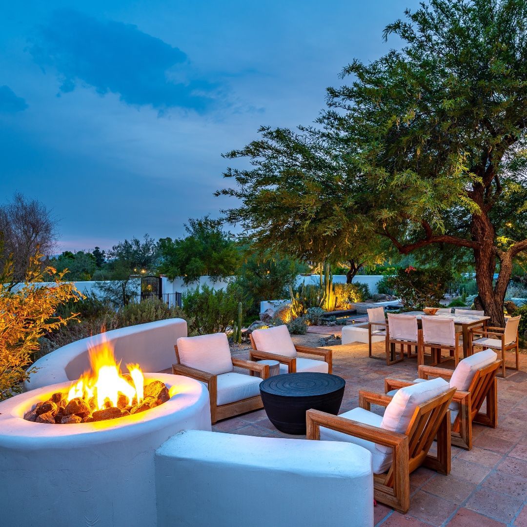 Outdoor living space with landscape lighting and audio — Earl Outdoor Solutions Omaha